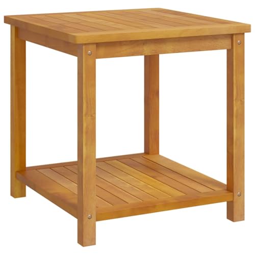Qnhdfrt Table d'Appoint en Bois d'Acacia Massif 45x45x45 cm Table de Chevet Robuste Bout de Canapé Design Naturel pour Salon Chambre Balcon et Jardin Facile...