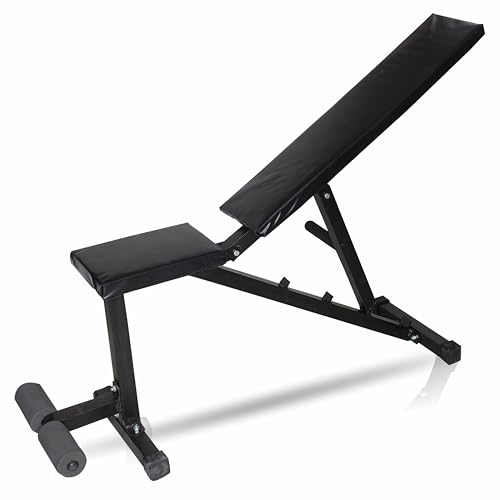 Image of Protoner Adjustable Strength Training Bench, Multi-Level, Black with adjustment handle for home gym fitness weight training