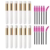 12 Pcs Eyelash Extensions Remover Brush Lash Cleaning Brushes Blackhead Washing Cleanser Tool Soft Cosmetic Shampoo Cleansing Brushes with a Dozen Mascara Brushes Wands,White