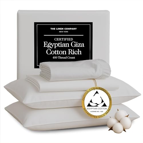 Certified Egyptian Cotton Sheets Optimally Blended with Long Staple Cotton - Split King Sheets Sets for Adjustable Bed - Silky-Soft Luxury Sateen Sheets - Wrinkle-Resistant, Skin Friendly & Breathable