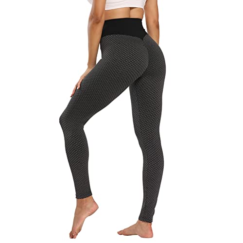 CLOUSPO Legging de Sport Butt Lift Taille Haute Respirant Slim Fit Yoga Pantalon pour Femme(S,Noir) Cover