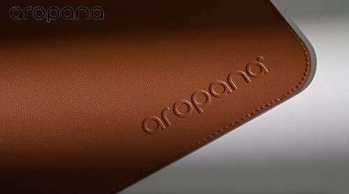 Image of AROPANA Vegan Leather Desk Mat | Large Reversible Mouse Pad & Computer Table Protector | Dual-Side Waterproof Extended Laptop Pad with Edge-Stitched Design (80x40CM, Brown and Grey)