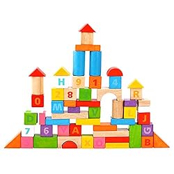 FAXADELLA GiftedKids Wooden Building Blocks Set for Toddlers Kids Age | Educational Preschool Learning Toy | Includes…