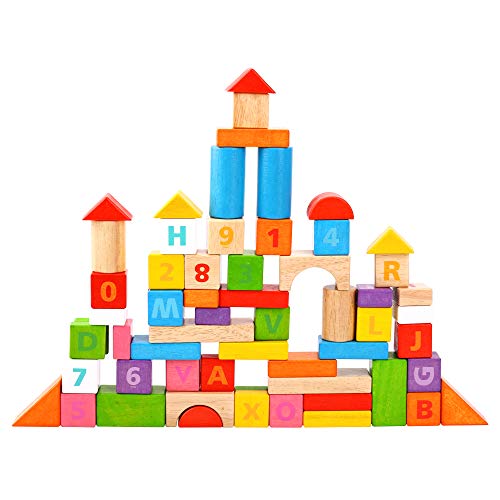 FAXADELLA GiftedKids Wooden Building Blocks Set for Toddlers Kids Age | Educational Preschool Learning Toy | Includes…