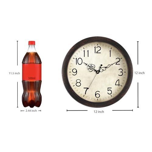 Image of KECYET Wall Clock 12 Inch Vintage Wall Clocks Battery Operated Quartz Silent Non-Ticking Retro Rustic Style Clock Decorative for Living Room, Home Office, Kitchen,Bedroom (Bronze)