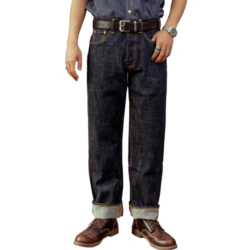 Red Tornado Vintage Men's Jeans Relaxed Fit Straight Leg 14oz Selvedge Jean Denim Pants Loose Fit Hight Rise Men Jeans