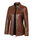TRENDS GENESIS Brown Leather Car Coat Women Genuine Lambskin Long Leather Jacket Classic Outerwear XL