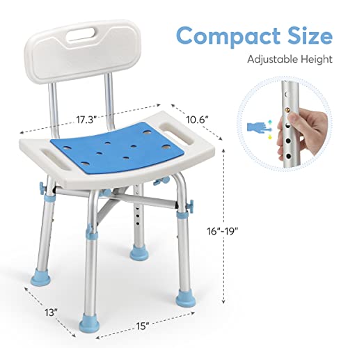 Oasisspace Heavy Duty Shower Chair With Back 500Lb, Eva Padded Bath Seat With Height Adjustable Tube- Medical Tool Free Anti-Slip Shower Bench Bathtub Stool For Elderly, Senior, Handicap & Disabled #TOP1