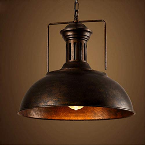Preisvergleich Produktbild Retro Hängelleuchte Pendelleuchte Retro Pendelleuchten Einzelkopf Topf Kronleuchter amerikanischen Ländlichen Mahlzeiten Kronleuchter Rost Farbe 40 CM E27 Basis (Birne Nicht Enthalten)