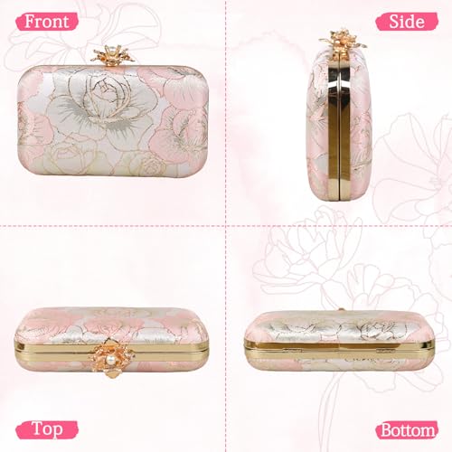 Women's Floral Evening Clutch Bags Small Vintage Clutch Purses for Women Wedding Party Prom with Chain - Image 5