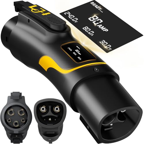Tesla to J1772 Charger Adapter 80A 240V with LED Display – NACS to J1772 EV Converter for BMW, Chevy, Mercedes, Compatible with Tesla High Powered Connectors,Destination & Mobile Chargers