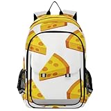 wddzzyy zaino per bambini 8-12: borse casual per libri per ragazzi e ragazze di 6 ° grado in colori assortiti cartoon yellow triangle cheese