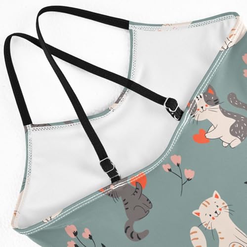 Girls Cute Cats Swimsuit One Piece Bathing Suit Kids Swimming Suits Beach Swimwear 3-10T4