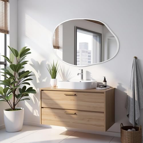 Miroir de salle de bain asymétrique anti-distorsion à cadre alu robuste - 6