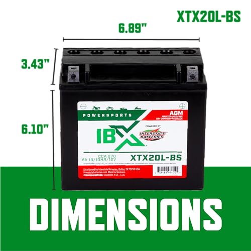 Image of Interstate Batteries IBX YTX20L-BS Powersports Battery 12V 18Ah 270CCA AGM