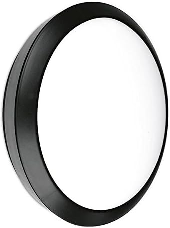 UKEW 16W LED Bulkhead Light - Photocell Dusk Till Dawn Sensor Wall Ceiling IP66 Waterproof Black Case Frosted Opal Cover