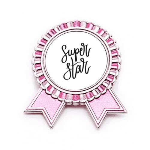 Broche Super Star Art Déco rose en métal taille M badge tendance unique