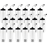 50 Strong 1 Liter Water Bottle with Straw – 18-Pack Easy-Squeeze Sports Bottles with Long Straw & Built-In Finger Grip – BPA-Free & Made in USA – Ideal for Hockey & Team Sports