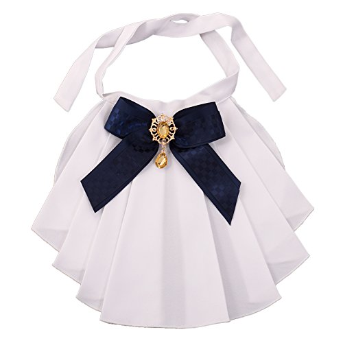 BLESSUME Gola vitoriana Jabot Colar (branco e azul escuro)