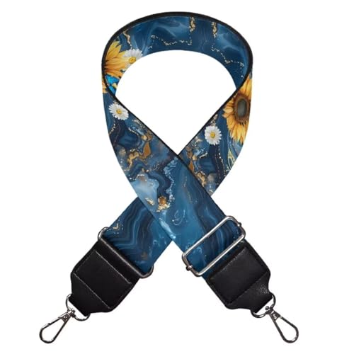 Image of Coldinair Blue Marble Purse Straps Sunflower Daisy Replacement Crossbody Bag Strap Adjustable Wide Guitar Straps for Handbags Luggage Strap