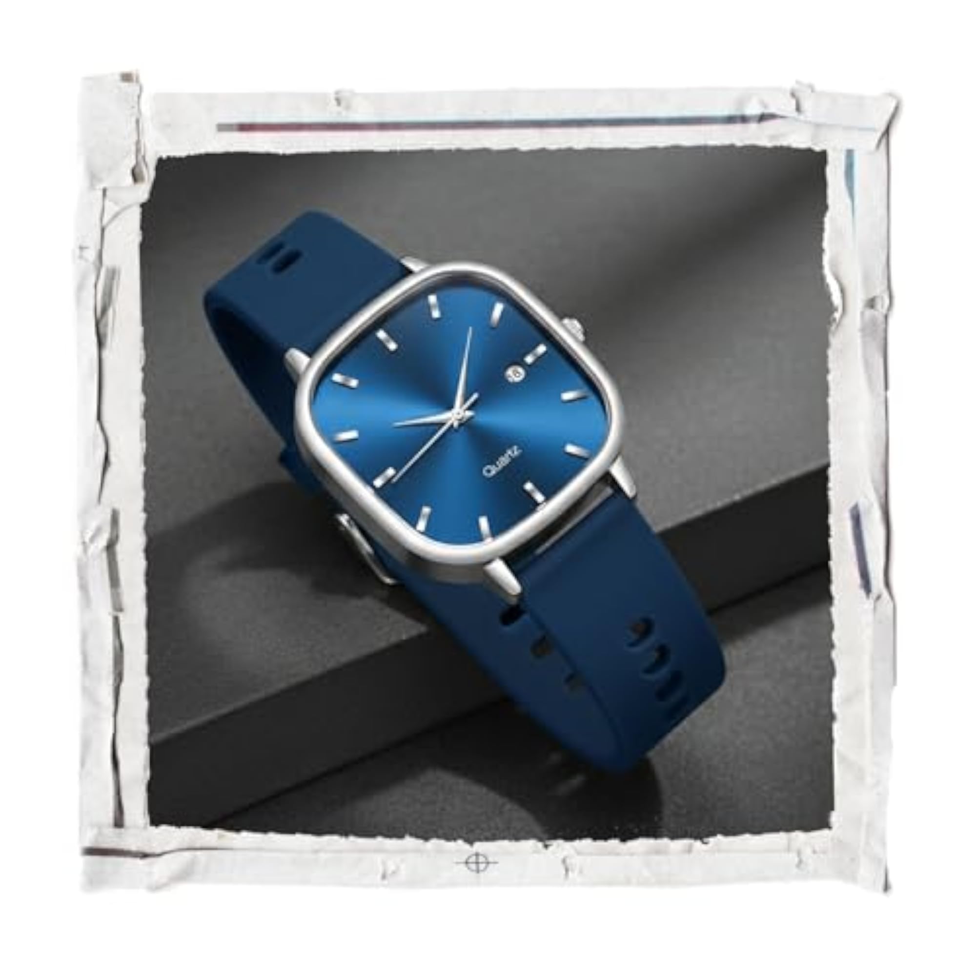 Unisex Analog Watch with Silicone Strap and Square Dial