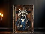 Victorian Raccoon Wall Art, Steampunk Animal Portrait, Unique Raccoon In Suit Print Whimsical Decor Eccentric Wall Decoration Victorian Decor Steampunk Animal Portrait Unique In Suit,65