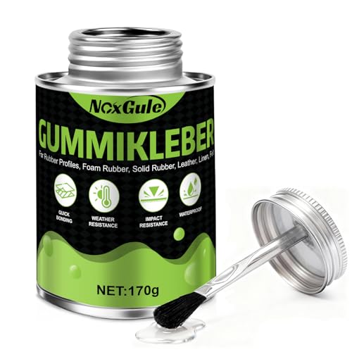 NoxGule Profilgummikleber Gummi Kleber Gummikleber Extra Stark Wasserfest Kontaktkleber Extra Stark Starke Haftung Hohe Zähigkeit Hohe Temperaturbeständigkeit für Türdichtungen 170g