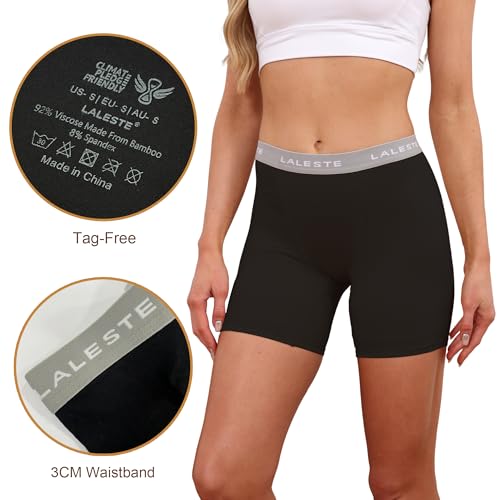 Image of LALESTE Viscose Bamboo Boxer Briefs for Women Cotton Boy Shorts Underwear Soft Stretch Boyshorts Panties 5 Pack