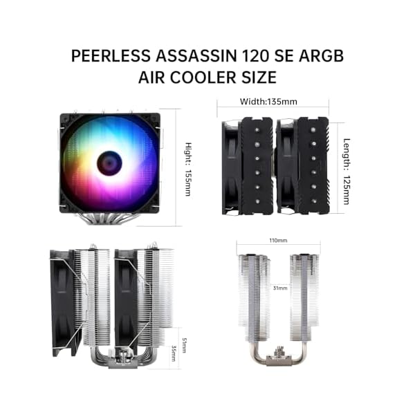 Thermalright Peerless Assassin 120 SE ARGB - Refrigerador de aire para CPU, 6 tubos de calor de aluminio, para Intel 1700/115X/1200, AMD AM4/AM5 - Image 5