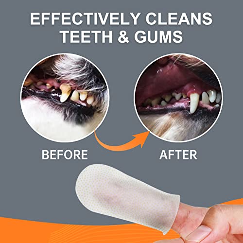 yadee Dog Teeth Cleaning Finger Wipes, 100Pcs Dog Dental Care Wipes for