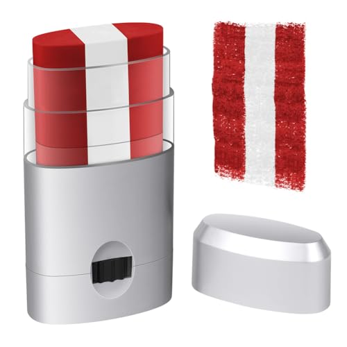 AOOWU Flag Face Paint Stick Red White Red Sports Face Paint Stick for Football Fans Sports Cheering & Party Face Paint Sticks for 2026 World Cup Sports Events Easy Wash Smudge Proof