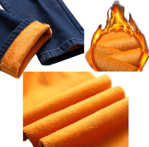 Fleece Lined Jeans Men,Winter Flannel Lined Jeans for Men,Pantalones Térmicos para Hombre,Thermal Thicken Denim Pants4