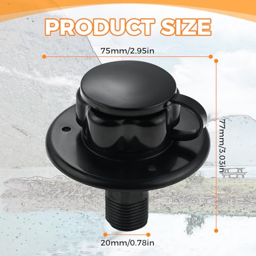 Image of RV City Water Fill Inlet, RV Water Hose Connector, Plastic Flange with Check Valve, Threaded Tube Flange Length 3 inchto 1 /2 inch, for Camper, Trailer, Marine (Black)
