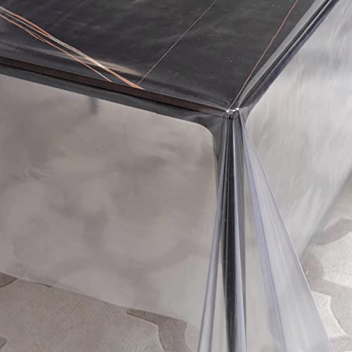 Image of Romanstile 100% Waterproof Clear Plastic Tablecloth, Vinyl Rectangle PVC Table Cloths Protector Spill Oil Proof Wipe Clean Transparent Table Cover for Dining /Camping /Parties - 54 x 78, Crystal Clear