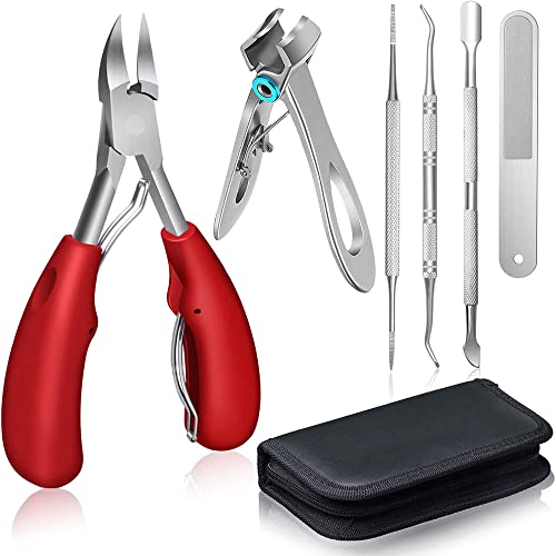 Image of MAYCREATE Ingrown Toenail Clippers for Ingrown or Thick Toenails,Wide Jaw Opening Nail Clippers with Curved and Slant Straight Blade Edge, 6 PCS Stainless Steel Toe Nail Clipper for Men