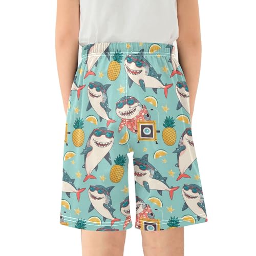ALAZA Cartoon Shark Pineapple Fruit Pajama Shorts Sleep Shorts Pant Lounge Pajama Bottoms Elastic Waist with Pockets2