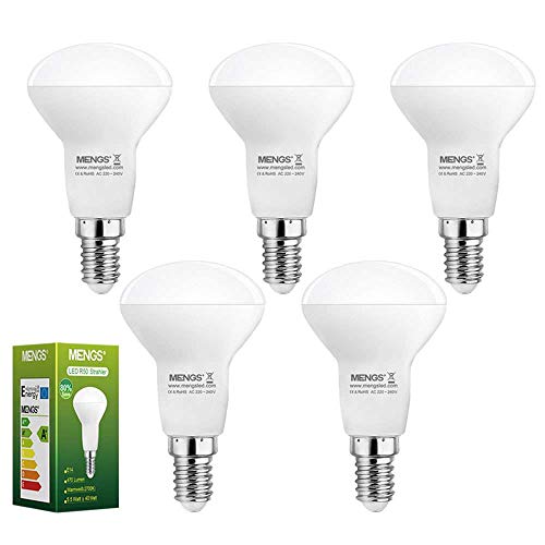 MENGS E14 Bombilla LED Reflectoras 5.5W (Equivalente a 40W) Luz LED opal Blanco Cálido 2700K, AC 220-240V, 470LM Con plástico térmico Lámpara LED (Blanco Cálido) Cover