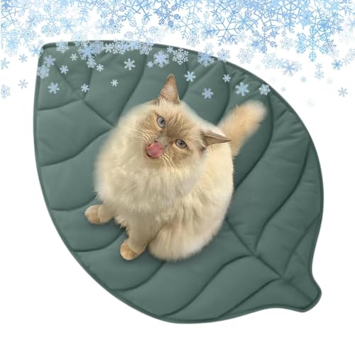 犬用クールマット, 猫用ひんやりマット, 滑り止め洗える葉型ベッドブランケット ケージ車ビーチプールキャンプ屋内用