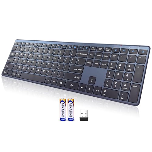 Wireless Keyboard-2.4G Ultra Slim Quiet Full Size USB PC Computer Keyboard,19 Multimedia Keys,Number Pad,Plug&Play,Lag-Free Ergo,Long Battery Life for Desktop,Laptop,Smart TV,MAC,Windows,QWERTY - image 1