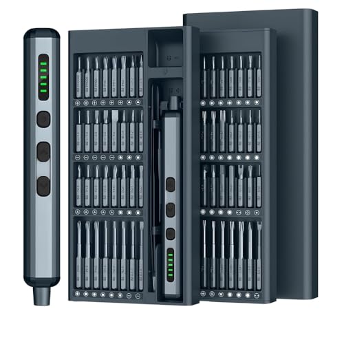 Mini Parafusadeira Eletrica de Precisão Recarregável Kit 68 em 1 Bits Torx T8H PS4 PS5 Xbox Celular Notebook Aluminio USB-C Encaixe 1/4 Incluso Magnetizador Abertura Automatica Relógio Drone Estojo