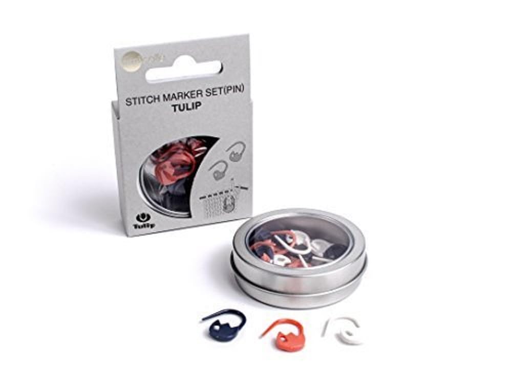 Tulip Stitch Markers, Navy/White/Orange, One Size