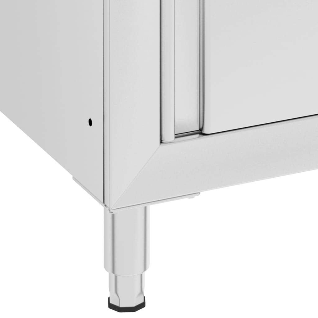 Gastro-Spülenunterschrank mit Staufach Aufkantung Spülschrank Spülbecken Spültisch Gastrospüle Spüle Küche 60x60x96 cm Edelstahl