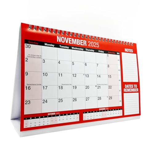 PaulStore 2026 Month To View Desktop Planner Red And White Calendar For Home Office And School Use - Cosy Home Interiors PaulStore 2026 Month To View Desktop Planner Red And White Calendar For Home Office And School Use - Image 5