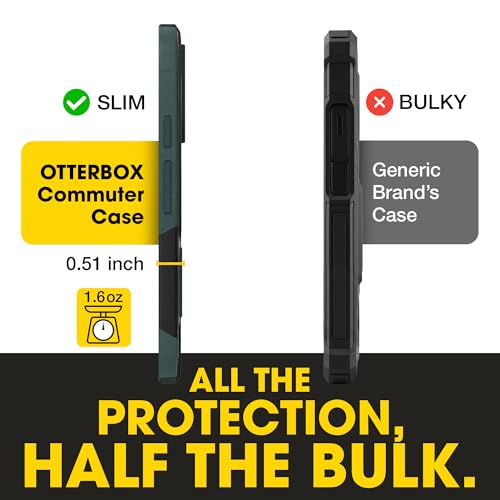 Image of OtterBox Samsung Galaxy S25 Commuter Series Case - Enchanted Forest (Black & Green), Slim & Tough, Duel Layer, Pocket-Friendly, Port Protection, Protective Phone Case
