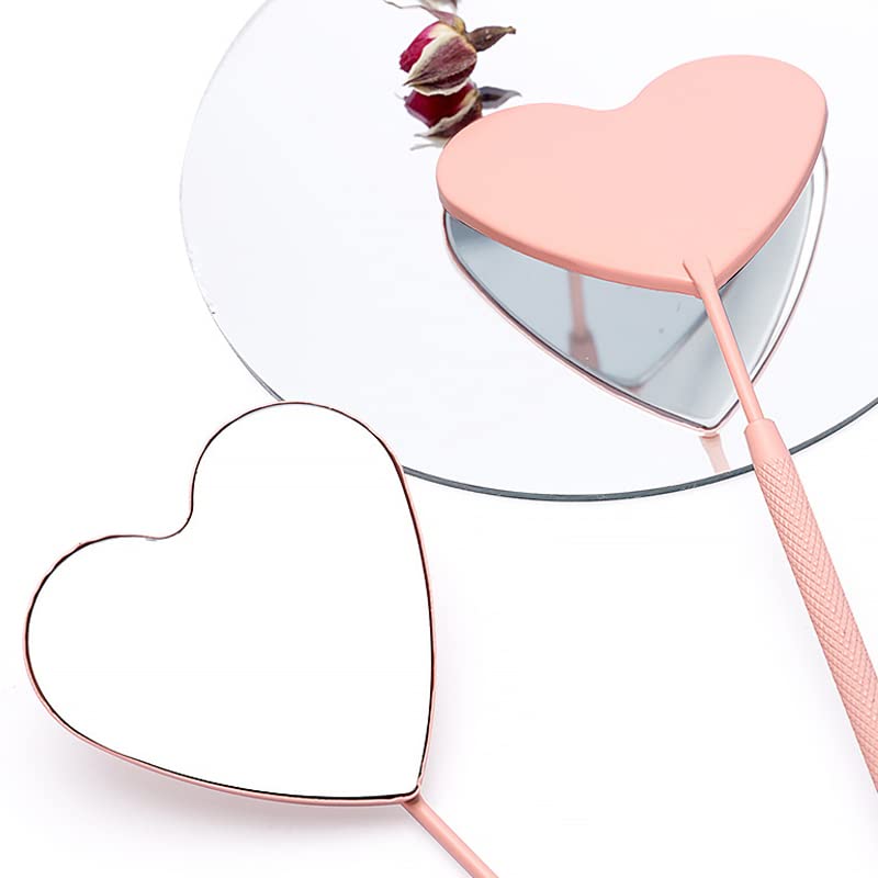 Miniatura 5 de Espejo de extensión de pestañas, herramientas de pestañas, espejo grande de acero inoxidable en forma de corazón para verificar pestañas, aplicar