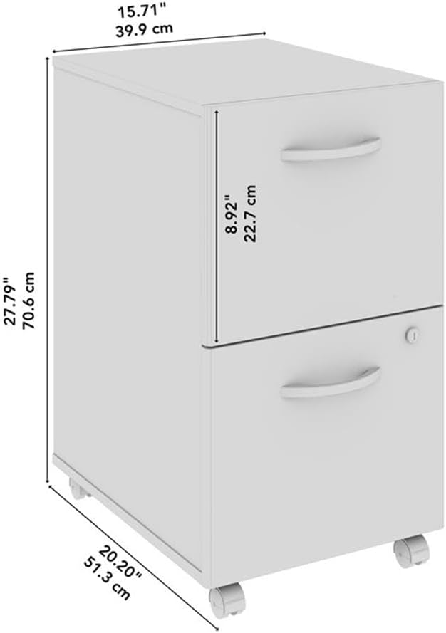 Bush Business Furniture Studio C 2 Drawer Mobile File Cabinet in Natural Elm - Assembled, Rolling Document Storage for Home or Professional Office