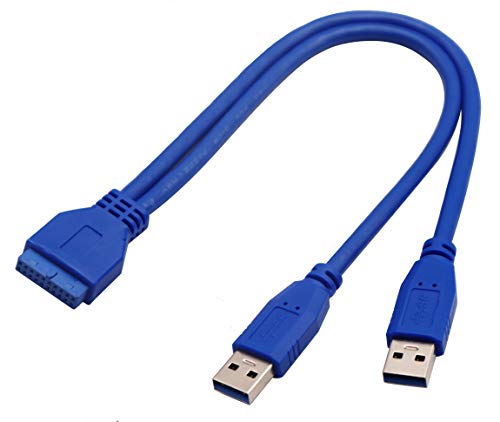 Aaotokk 2 Port Usb 3.0 Splitter Adapter Cable Dual Port Usb 3.0 A Male To 20 Pin Motherboard Header Extension Cable For Usb Ports Directly To Computer Motherboard Cable(30Cm/12Inch-Usb M) #TOP14