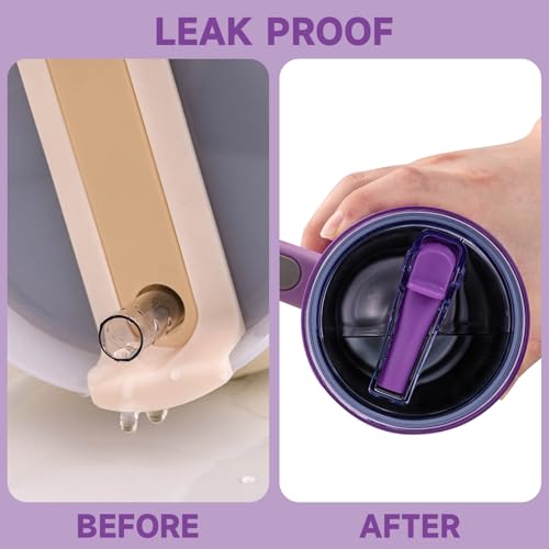 Image of Replacement Lid for Stanley 40 oz and 64 oz Tumbler.Leakproof Flip Straw Lid Fit Stanley Cup Quencher H2.0 40 oz /64 oz and Stanley ProTour 40oz /64oz Tumbler.(Lilac,2-Pack)