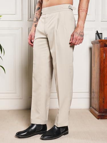 Image of Gurkha Pants for Men | Trouser for Men | Formal Pant | Double Button | Loose Fit Trouser High Waist Pleated Casual Trousers | Vintage Straight Leg Pants for Office Smart Casual Travel Party