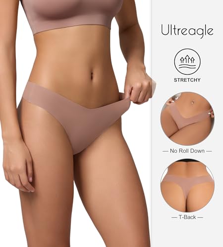 Image of Seamless Thongs for Women V-Shaped No Show Panties Soft Comfortable Breathable Workout Underwear Multiple Pack